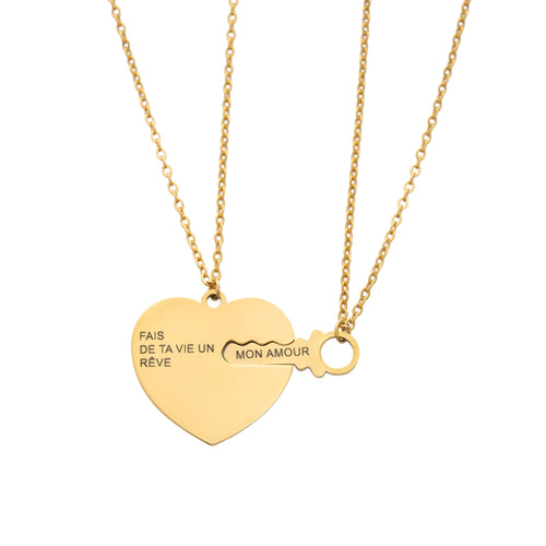 Collar Corazón con Llave Personalizado