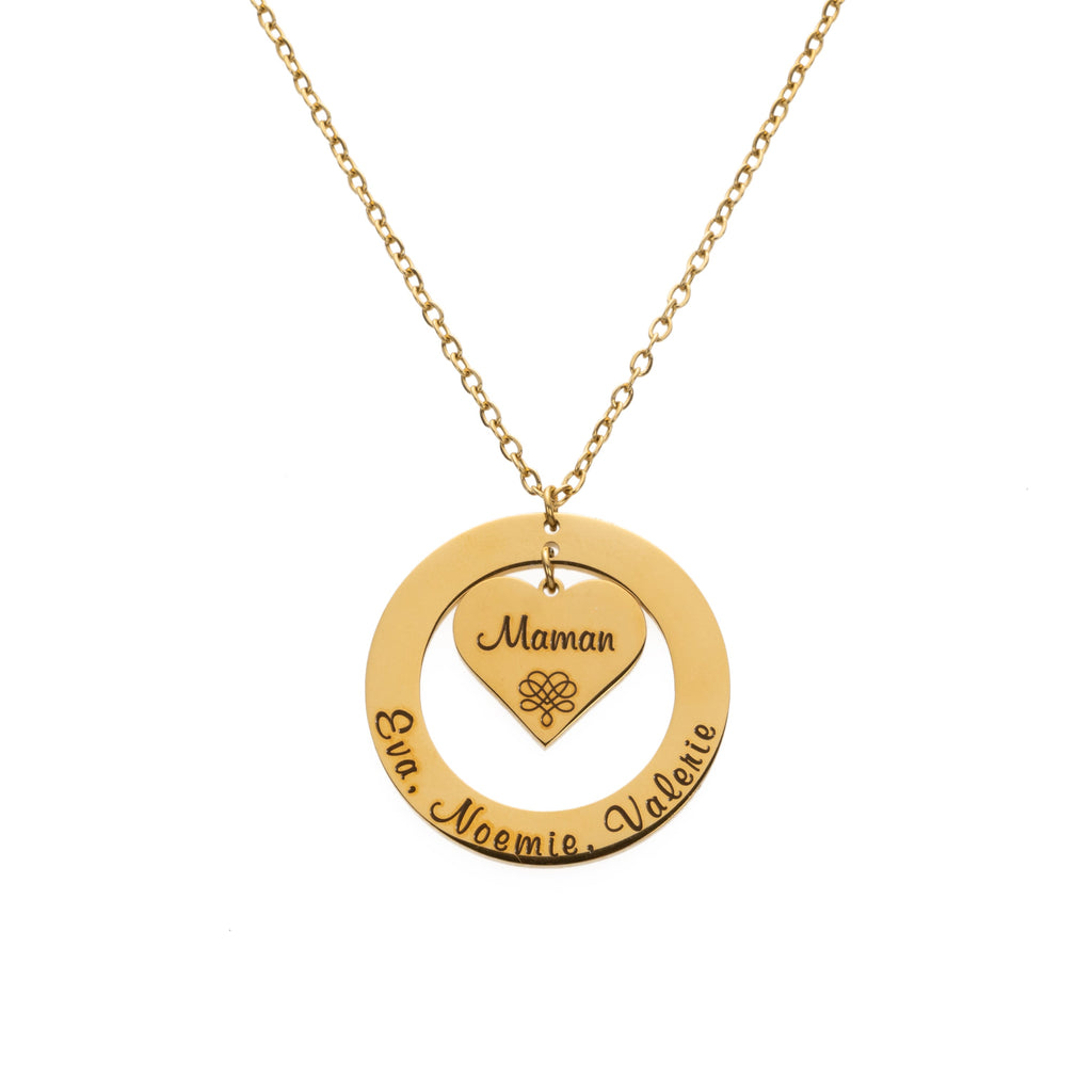 Colgante de Corazón y Círculo Personalizado