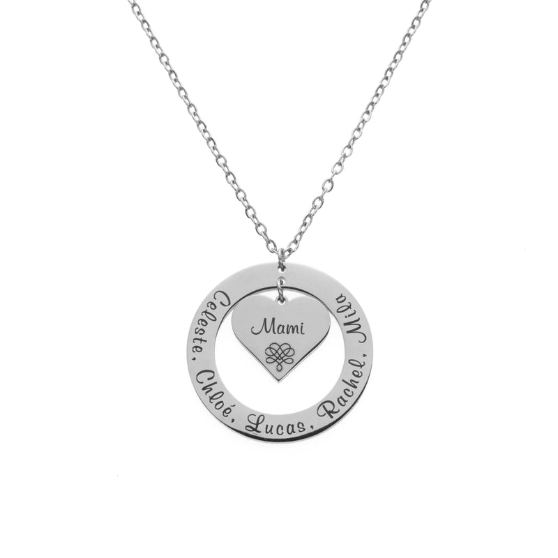 Colgante de Corazón y Círculo Personalizado