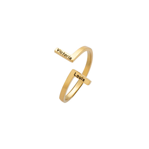Anillo Vertical con Dos Nombres Grabados