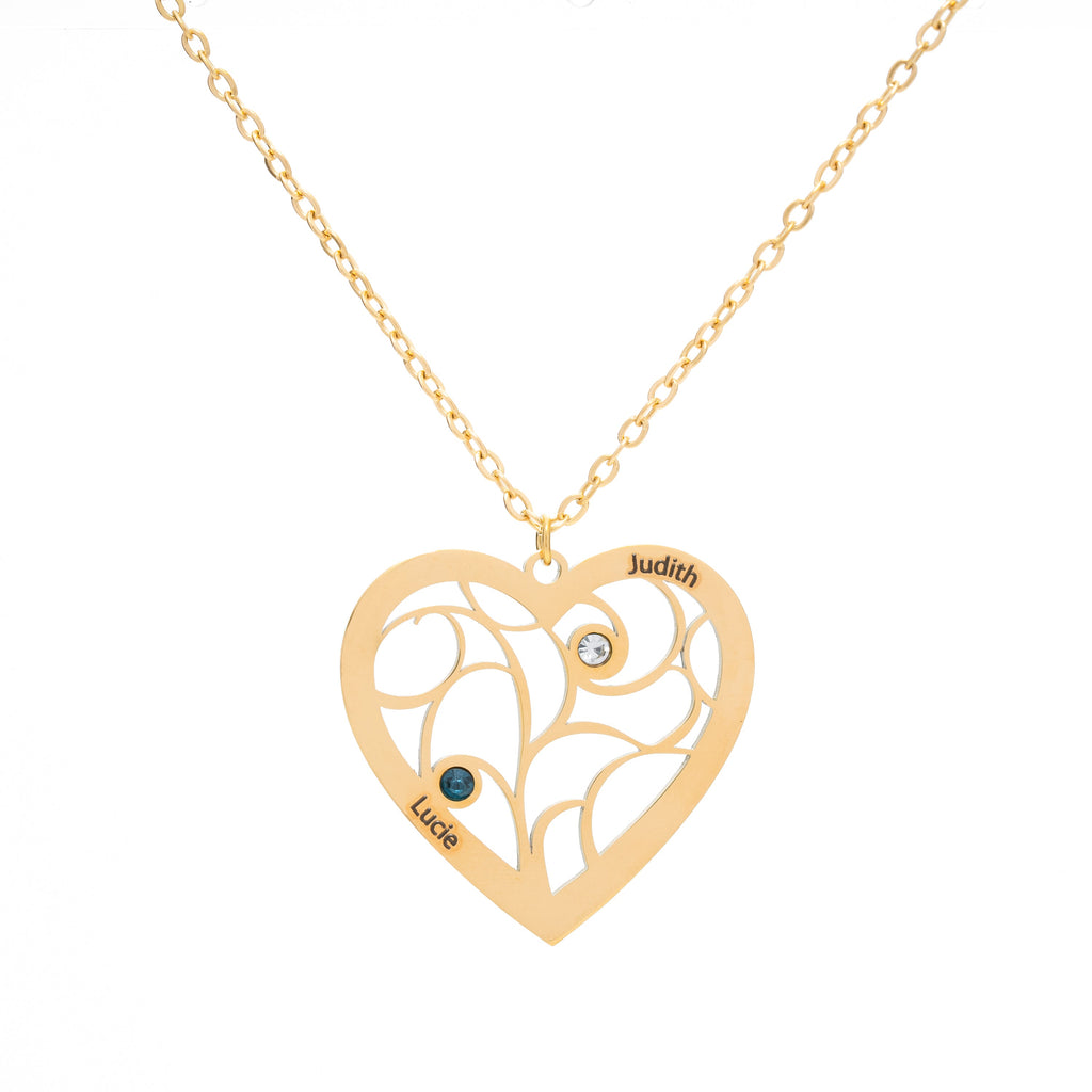 Collar Corazón y Piedra de Nacimiento