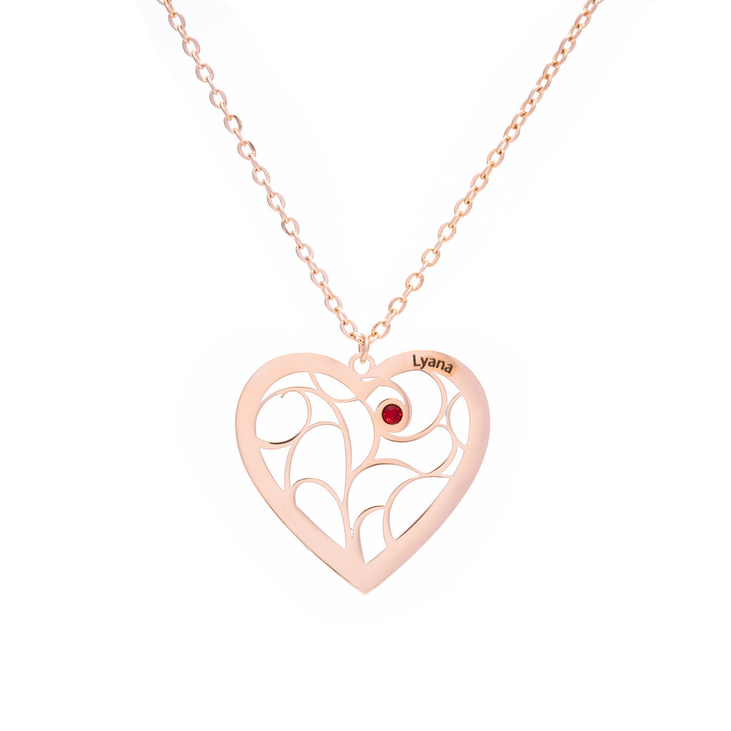 Collar Corazón y Piedra de Nacimiento