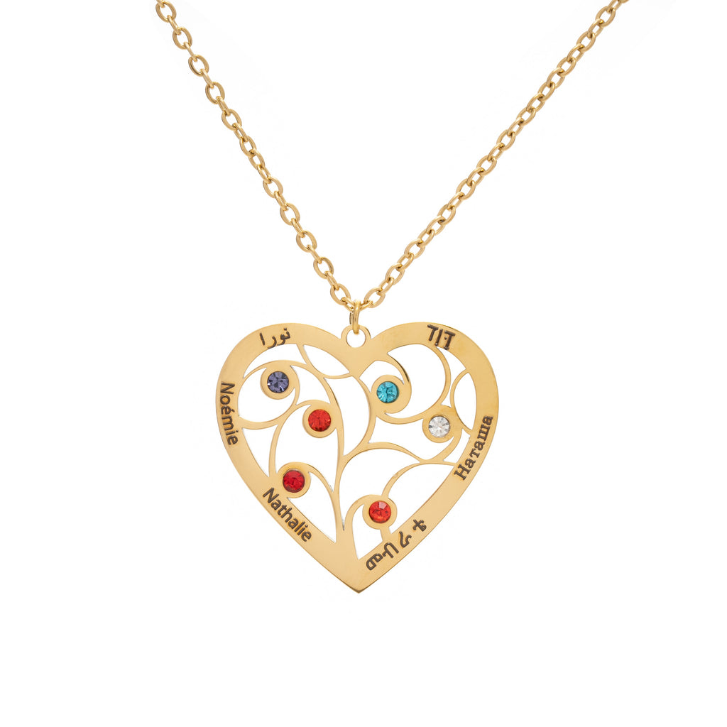 Collar Corazón y Piedra de Nacimiento