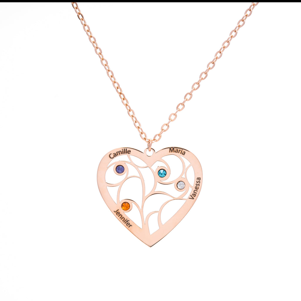 Collar Corazón y Piedra de Nacimiento