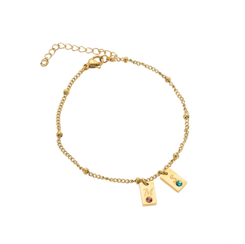 Pulsera con Iniciales y Piedras Personalizadas
