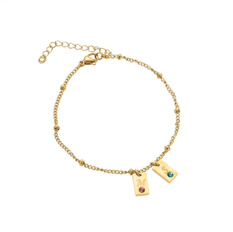 Pulsera con Iniciales y Piedras Personalizadas
