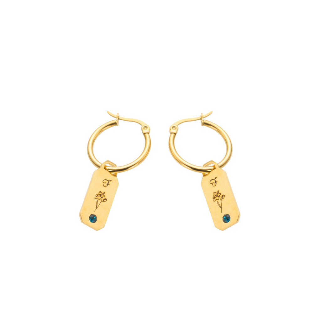 Aretes con Inicial, Flor y Piedra Personalizados