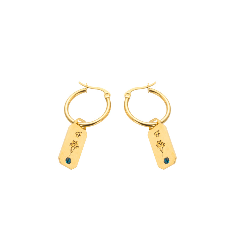 Aretes con Inicial, Flor y Piedra Personalizados