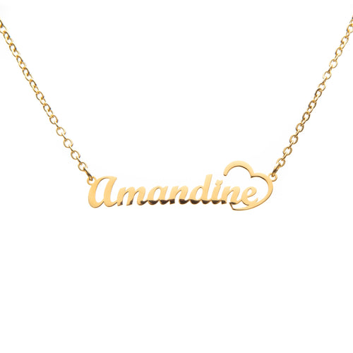 Collar con Nombre y Corazón Cincelado