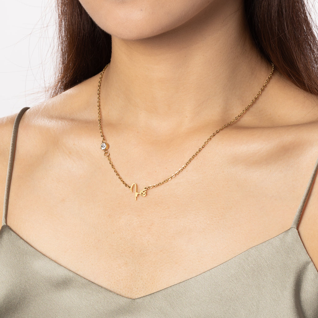 Collar con Nombre Script y Piedra Brillante