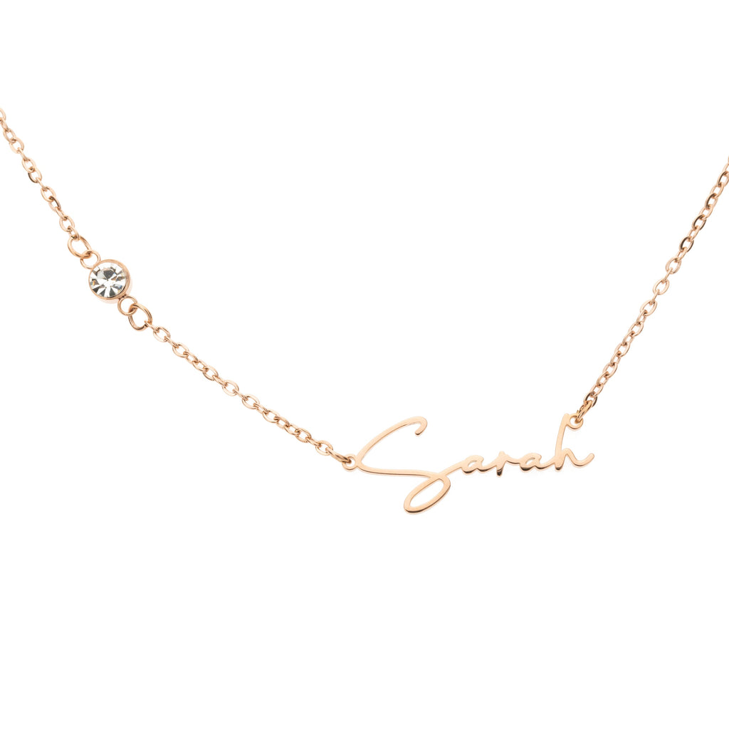 Collar con Nombre Script y Piedra Brillante
