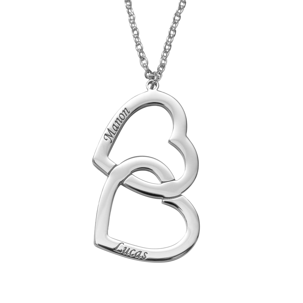 Collar de 2 Corazones Grabados