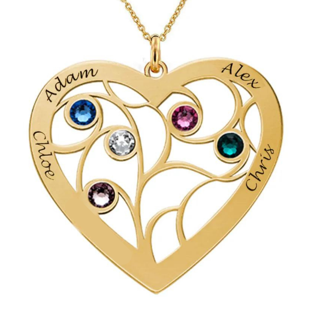 Collar Corazón y Piedra de Nacimiento